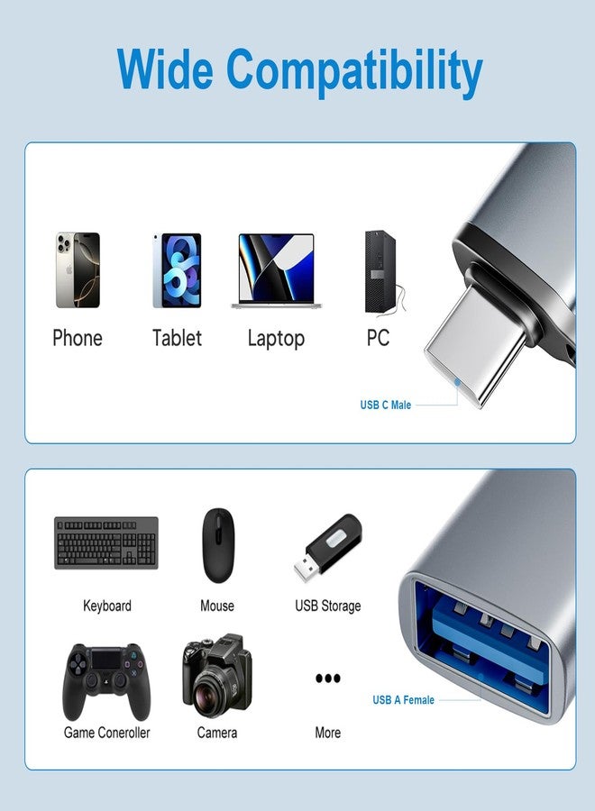 محول AiNEERich من USB إلى USB-C، محول USB-C إلى USB، محول USB-C إلى USB-A، محول USB إلى C، محول USB-C إلى USB، محول USB إلى USB-C-C لأجهزة iPhone وMacBook Pro وiPad وiMac وغيرها (10، رمادي) - Image 4