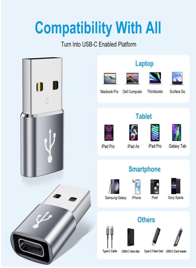محول AiNEERich من USB إلى USB-C، محول USB-C إلى USB، محول USB-C إلى USB-A، محول USB إلى C، محول USB-C إلى USB، محول USB إلى USB-C-C لأجهزة iPhone وMacBook Pro وiPad وiMac وغيرها (10، رمادي) - Image 5