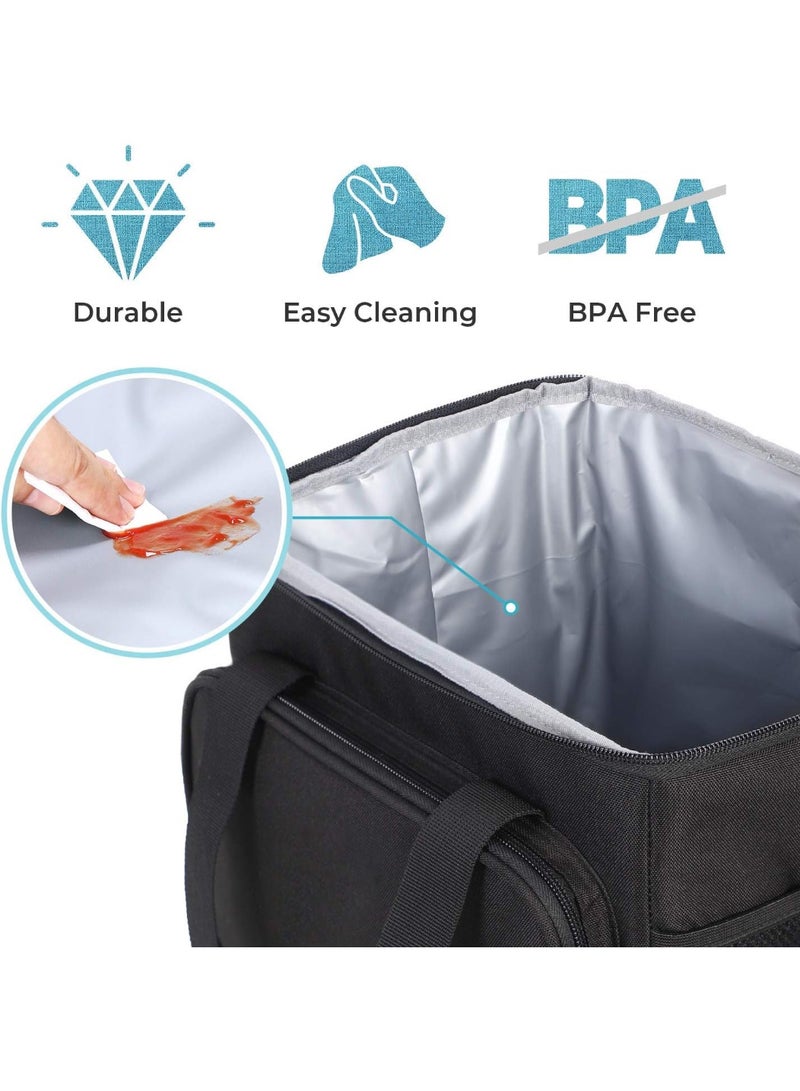 JOGAMS Large Lunch Bag Insulated Lunch Box Soft Cooler Cooling Tote for Adult Men Women Black 24 Can 15L - Image 4