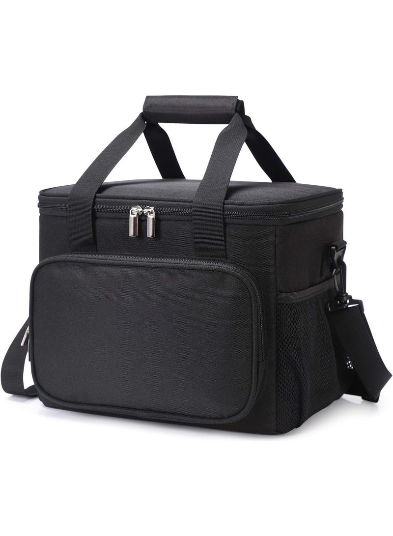 JOGAMS Large Lunch Bag Insulated Lunch Box Soft Cooler Cooling Tote for Adult Men Women Black 24 Can 15L - Image 1