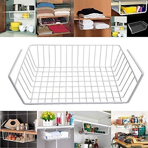 Styleys Metal Under Shelf Basket Wire Rack for Extra Cabinet Storage 135inch 135 Inch 1 Pcs White S11027A Hanging Shelves - Image 3