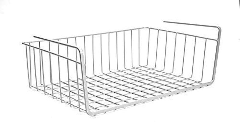 Styleys Metal Under Shelf Basket Wire Rack for Extra Cabinet Storage 135inch 135 Inch 1 Pcs White S11027A Hanging Shelves - Image 1
