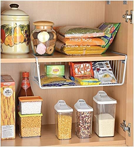 Styleys Metal Under Shelf Basket Wire Rack for Extra Cabinet Storage 135inch 135 Inch 1 Pcs White S11027A Hanging Shelves - Image 5