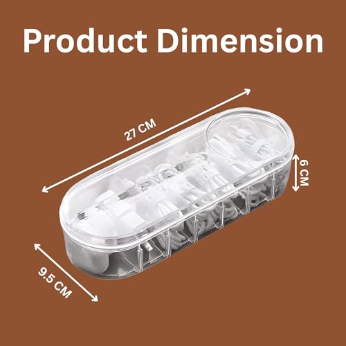 Hian Transparent Rectangular PET Plastic Cable Organizer Box with Lid – 7 Compartment Storage & Wire Management for USB, Data Cables, Small Accessories, Stationery for Home & Office, Pack of 1 - Image 2