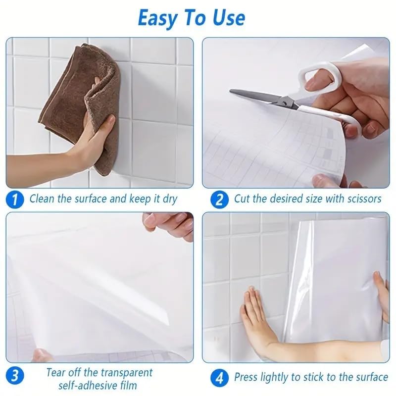LIVECOOL ملصق مطبخ شفاف مقاوم للزيت ومانع للماء فيلم حماية للأثاث، مقاوم للحرارة والزيت ذاتي اللصق (جدار شفاف 12 × 30 بوصة) - Image 5