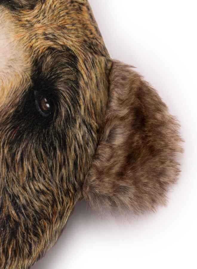 JWH 3D Bear Head Throw Pillow Decorative Animal Accent Pillow Pet Print Stuffed Plush Cushion with PP Cotton Fill for Girls Kids Bed Bedroom Couch Colorful Faux Fur 12x10 Inch Black Brown - Image 4