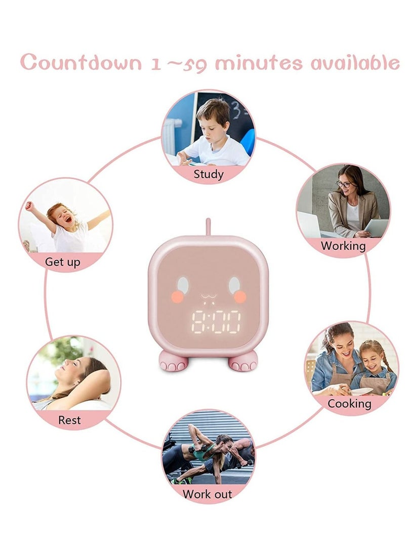 Captaintech Kids Alarm Clock, Digital Alarm Clock for Kids Bedroom, Cute Dinosaur Bedside Clock Children's Sleep Trainier, Wake Up Light & Night Light with USB Alarm Clock for Boys Girls Birthday Gifts (Pink) - Image 5