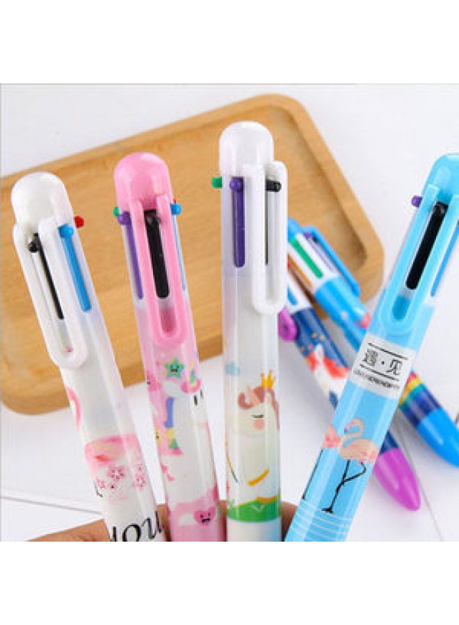 HELPS Creative Stationery Cute Cartoon 0.5 Ballpoint Pen 6 Colors Student Multi-color Correction Without Leaking Ink Press Pen - Image 1