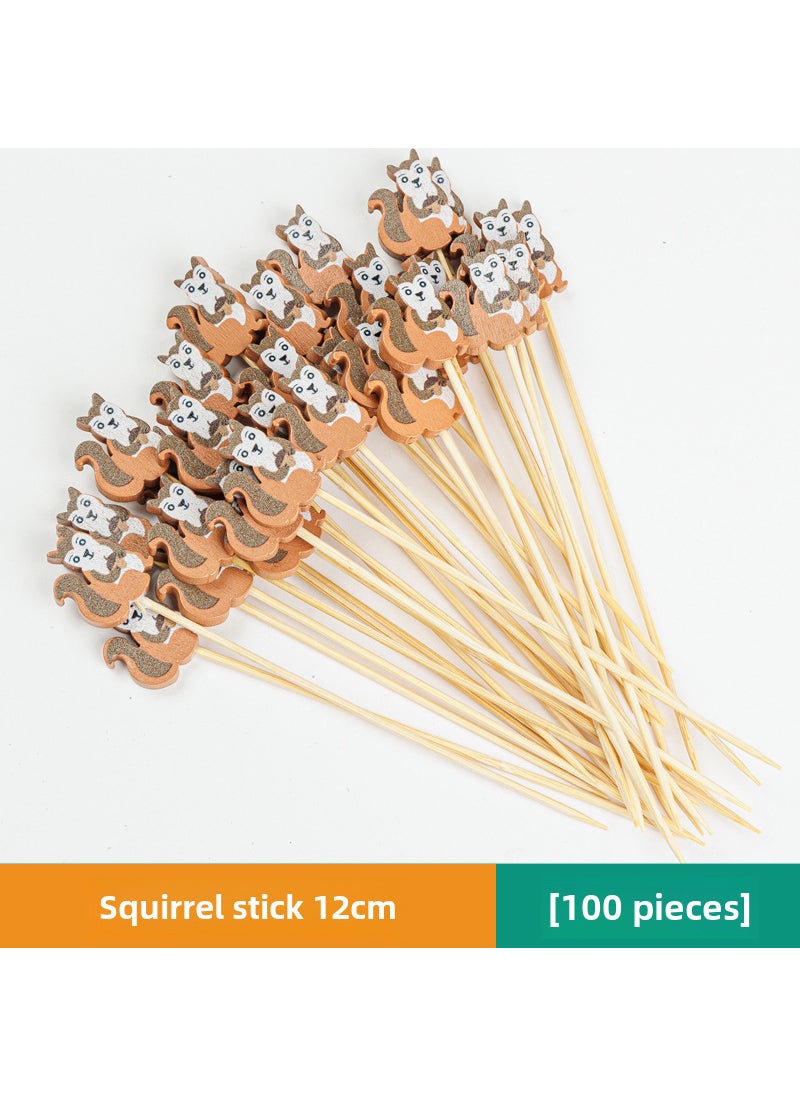 Generic - Bamboo Fruit Skewers Cocktail Picks Colorful Creativity Squirrel sign 12cm(100) - Image 1