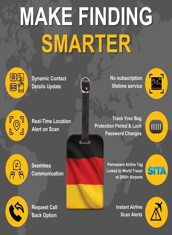 tag8 Bag Security Luggage Tags, 2 Pcs Germany Flag Bag Tags with Airport Tracer Code, Suitcase Luggage Tags Travel Suitcase Baggage Handbag Tag | Stop Losing, Start Tagging - Image 4