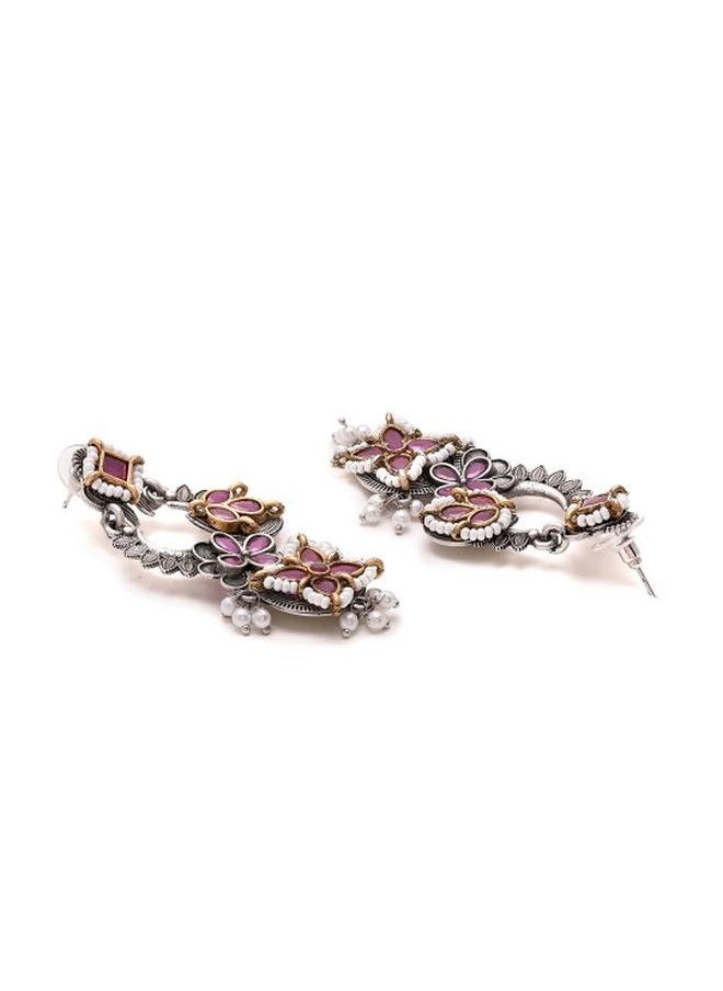 Priyaasi Elegant Women Ruby Green Brass Earrings with pattern and secured with Post and Back closure and styled in ideal for Ethnic moments — exude elegance in every glance.  - Image 4