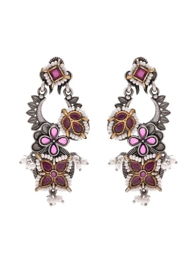Priyaasi Elegant Women Ruby Green Brass Earrings with pattern and secured with Post and Back closure and styled in ideal for Ethnic moments — exude elegance in every glance.