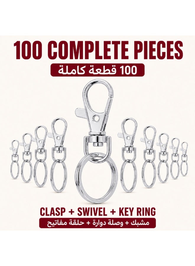 KeyAmor 200-Piece Silver DIY Keychain Hardware Set With Swivel Clasps Split Rings Chains And Opening Rings - Image 3