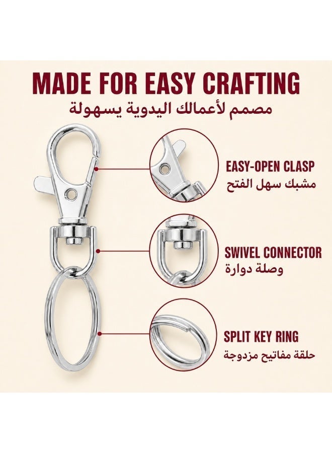 KeyAmor 200-Piece Silver DIY Keychain Hardware Set With Swivel Clasps Split Rings Chains And Opening Rings - Image 4
