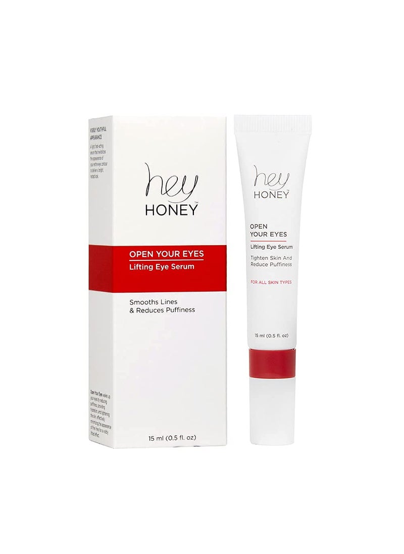 Hey Honey Hey Honey Open Your Eyes Lifting Eye Serum | Under Eye Cream for Dark Circles & Puffiness | Around The Eyes Hydration | Suitable For Sensitive Aging Skin | Delivers A Bright Rested look | 0.5 oz. 