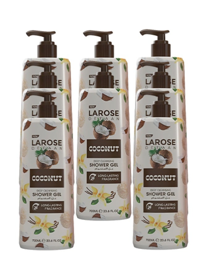 لا روز 8 قطع جل استحمام جوز الهند للتنظيف العميق برائحة تدوم طويلاً 700 مل - Image 1