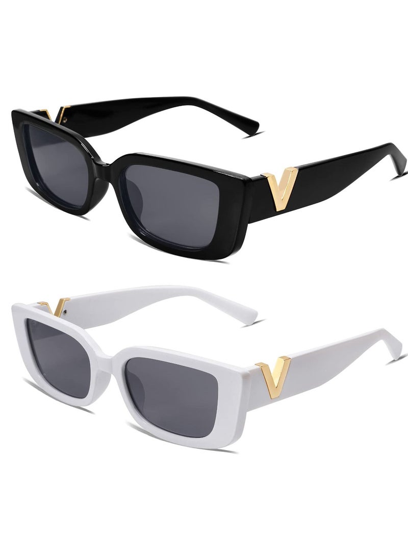 SYOSI Retro Rectangle Sunglasses Women and Men Vintage Small Square Sun Glasses Protection Glasse, Uv400 Protection Glasse, Vintage Driving Glasses 90s Fashion Narrow Square Frame - Image 1