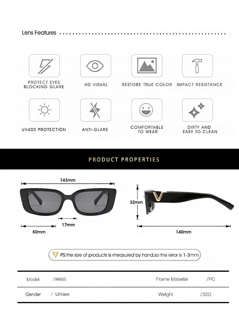 SYOSI Retro Rectangle Sunglasses Women and Men Vintage Small Square Sun Glasses Protection Glasse, Uv400 Protection Glasse, Vintage Driving Glasses 90s Fashion Narrow Square Frame - Image 5