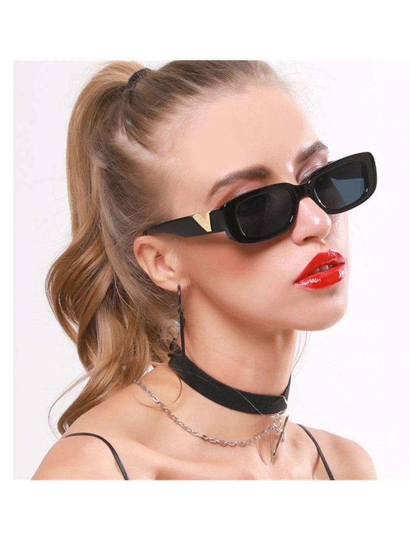 SYOSI Retro Rectangle Sunglasses Women and Men Vintage Small Square Sun Glasses Protection Glasse, Uv400 Protection Glasse, Vintage Driving Glasses 90s Fashion Narrow Square Frame - Image 2