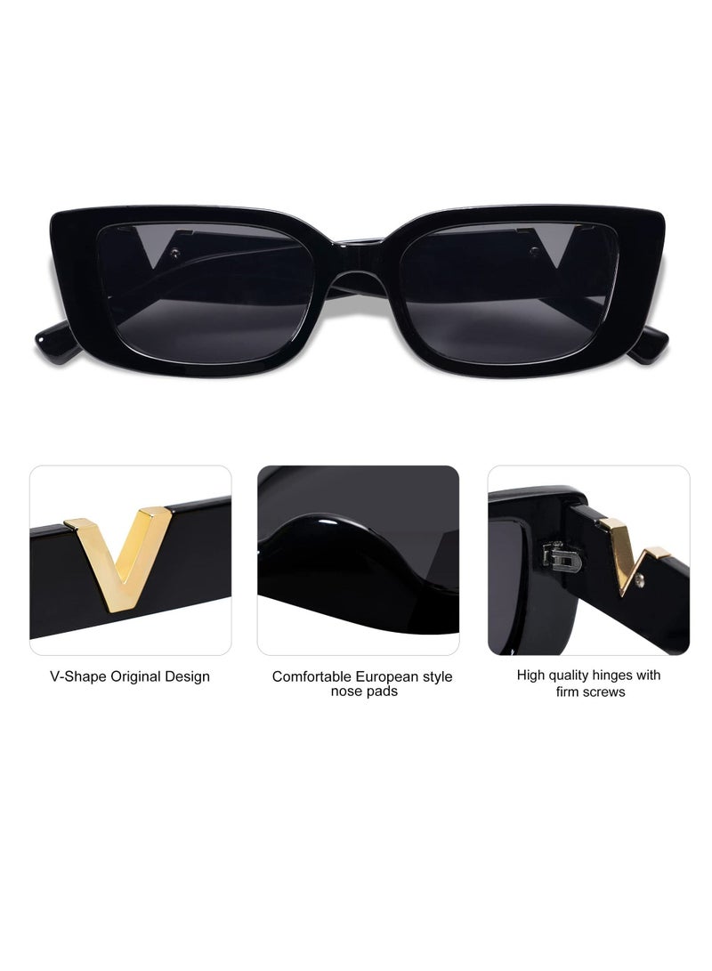 SYOSI Retro Rectangle Sunglasses Women and Men Vintage Small Square Sun Glasses Protection Glasse, Uv400 Protection Glasse, Vintage Driving Glasses 90s Fashion Narrow Square Frame - Image 4