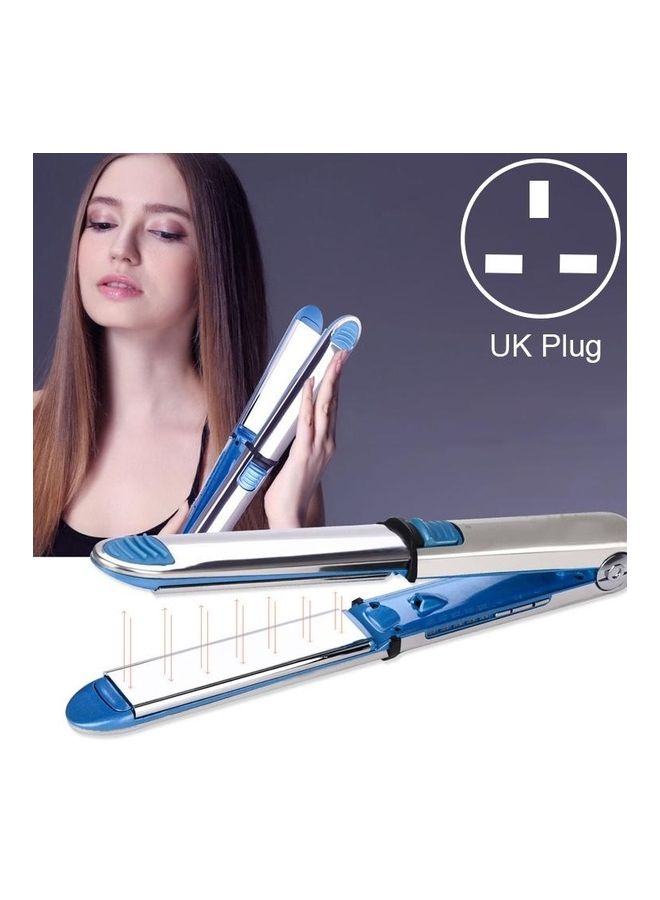 NIBEMINENT Titanium Hair Straighter Curler Iron Blue/Silver - Image 2