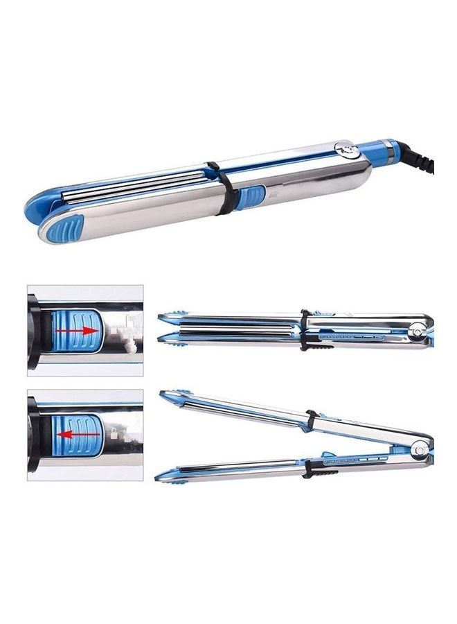 NIBEMINENT Titanium Hair Straighter Curler Iron Blue/Silver - Image 4