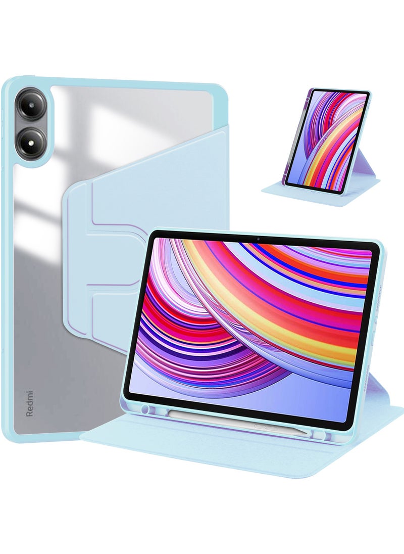 URBBKING - Rotating Case Compatible with Redmi Pad Pro 12.1 inch/ Xiaomi Poco Pad 12.1 inch,360 Degree Rotating Stand Cover, Multi-Angle Viewing Folio Cover with Pencil Holder Blue - Image 1
