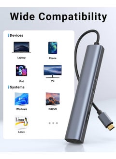 Apera Nr7 5in1 Type-C Hub To 4 Type-C Pd 60W Port 1 USB 3.0 Port 10GBPS Data Transfer Speed ​​Aluminum Case  - Image 4