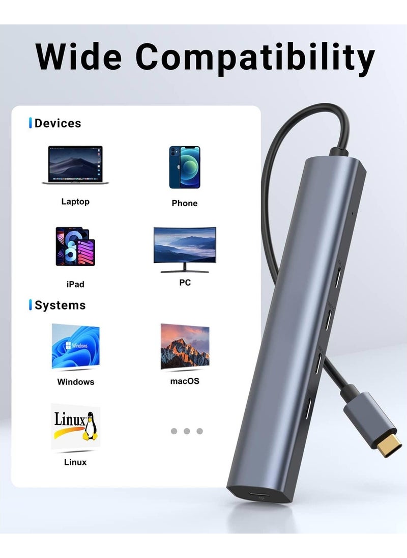 Apera - Nr7 5in1 Type-C Hub To 4 Type-C Pd 60W Port 1 USB 3.0 Port 10GBPS Data Transfer Speed ​​Aluminum Case - Image 1