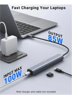 Apera Nr7 5in1 Type-C Hub To 4 Type-C Pd 60W Port 1 USB 3.0 Port 10GBPS Data Transfer Speed ​​Aluminum Case  - Image 3