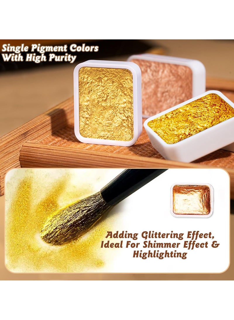 SOLARAE Pearlescent Watercolour Paint Set, Metallic Watercolour Paints 20 Colors Solid Glitter Watercolours, Portable Travel Shimmer Water Colour Paints Sets with Portable Case for Artists and Painting Lovers - Image 4