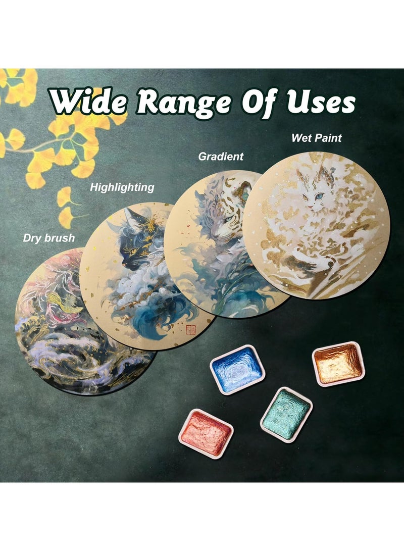 SOLARAE Pearlescent Watercolour Paint Set, Metallic Watercolour Paints 20 Colors Solid Glitter Watercolours, Portable Travel Shimmer Water Colour Paints Sets with Portable Case for Artists and Painting Lovers - Image 2