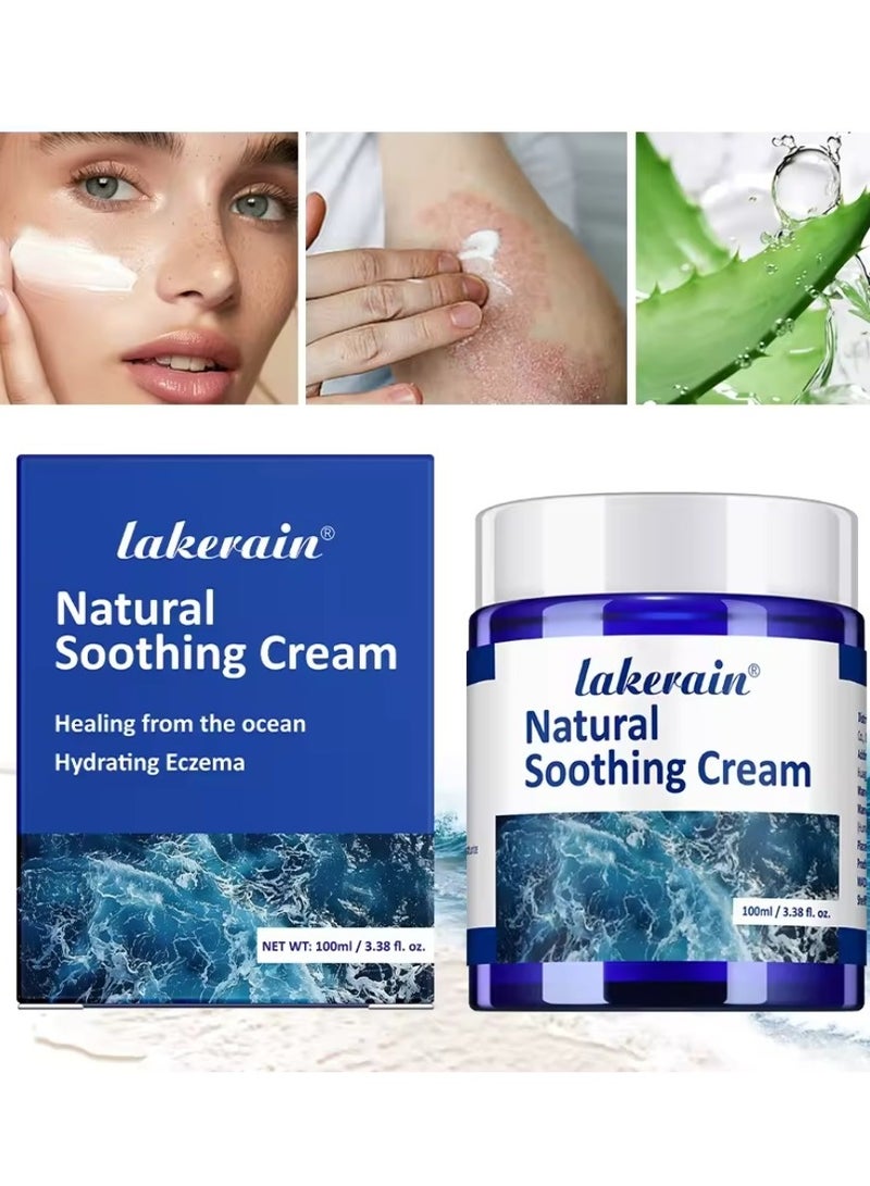 lakerain 100ml Natural Soothing Cream Hydrating Healing Antibacterial Cream for Psoriasis Eczema Reduce Redness Dryness Moisturizing Soothing and Nourishing Cream with Aloe Vera Niacinamide Face Moisturizing Body Lotion Face Cream  - Image 1