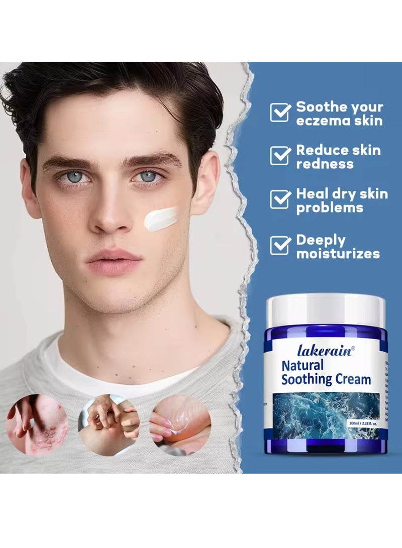 lakerain 100ml Natural Soothing Cream Hydrating Healing Antibacterial Cream for Psoriasis Eczema Reduce Redness Dryness Moisturizing Soothing and Nourishing Cream with Aloe Vera Niacinamide Face Moisturizing Body Lotion Face Cream  - Image 5
