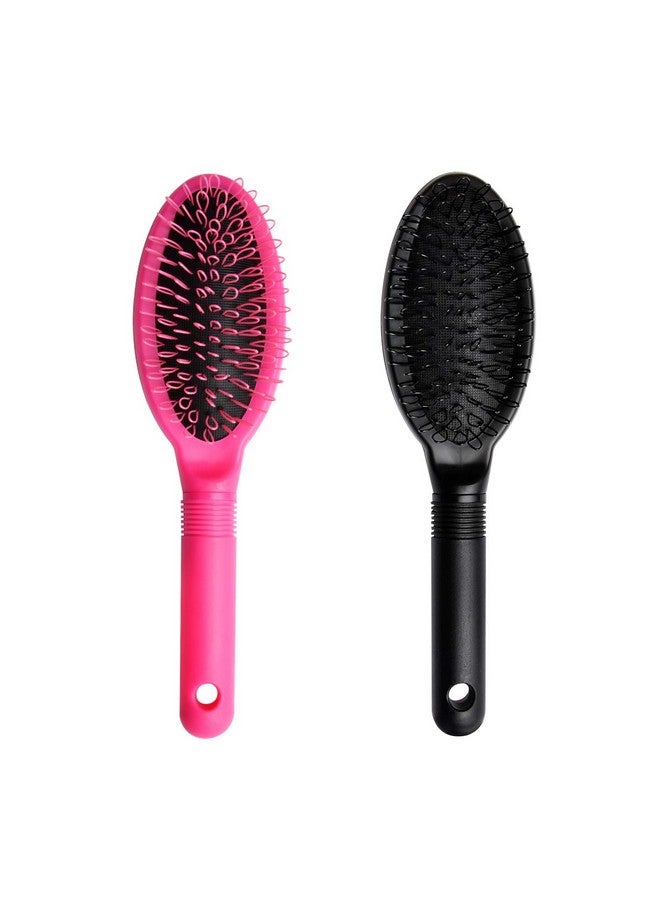 Akamino Loop Wig Brush Akamino Hair Extension Brush Detangler Brush For Remy Human And Synthetic Hair Pink And Black 2 Pieces - Image 1
