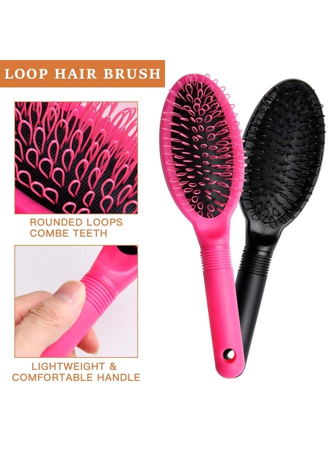 Akamino Loop Wig Brush Akamino Hair Extension Brush Detangler Brush For Remy Human And Synthetic Hair Pink And Black 2 Pieces - Image 4
