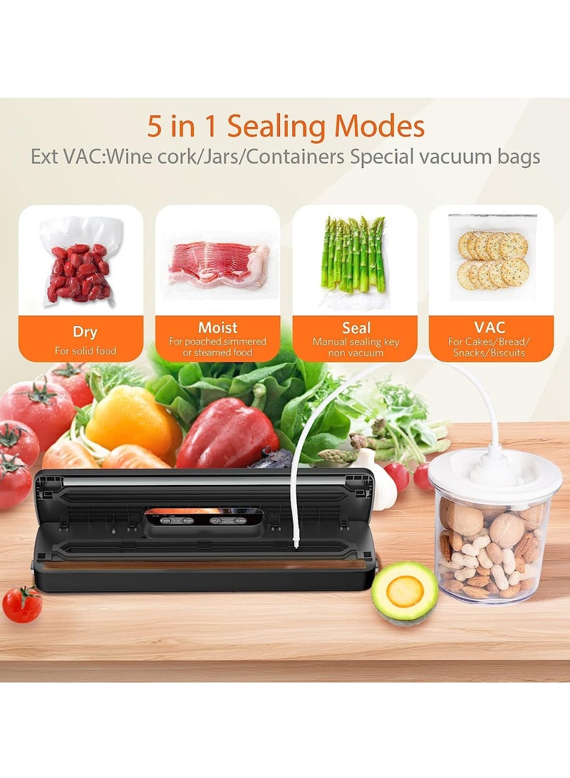 SOLARAE Vacuum Sealer, Food Saver Vacuum Sealer Machine with Auto&Manual Options for Food Storage, 5 in1 Food Vacuum Sealer with Dry&Moist Modes - Image 2