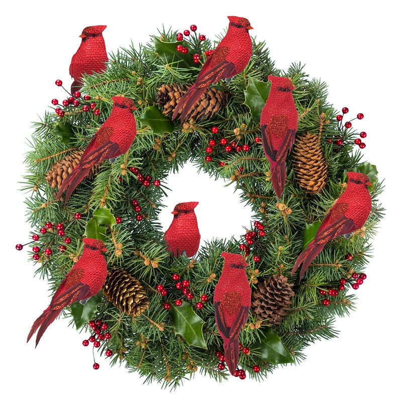 BANBERRY DESIGNS Cardinal Clip-On Christmas Ornaments - Eight Cardinals with Real Feathered Tails - Decorating and Crafting - Each is 5"" L - Image 2