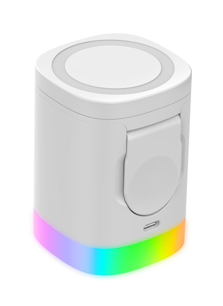 Generic - Wireless Charger Folding 3 in 1 Magnetic Fast Charging Station with Lamp for Apple Model T15 Whitee - Image 1