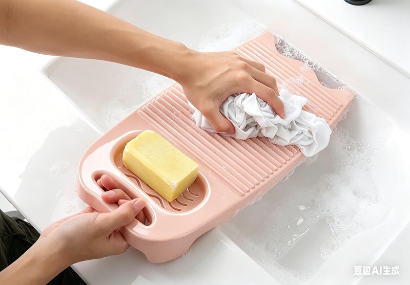 Cansybil Non-Slip Laundry Washing Board, Household Washboard, Hand Wash Board, Manual Wash Clothes Laundry Pad Scrubbing Board for Household(15.7x8.07x1.06inches) (B-Light Pink) - Image 2