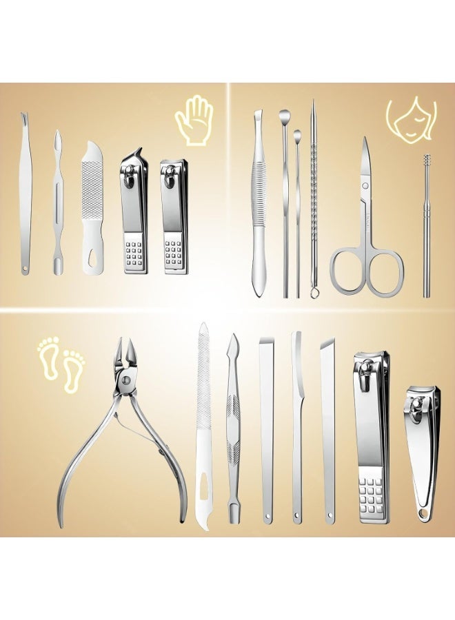 Arabest 19 Pieces Fingernail and Toenail Professional Manicure Pedicure Nail Clipper Set Stainless Steel Nail Cutter Scissors Grooming Kit with Luxurious Travel Case (Gold) - Image 3