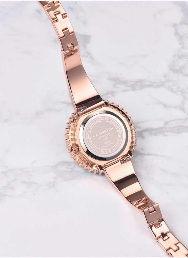 Wellington - Women's Luxury Diamond Rose Gold Tone Stainless Steel 3 Pointer Quartz Wrist Watch with Gift Box - Image 1