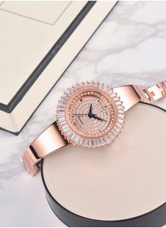 Women's Luxury Diamond Rose Gold Tone Stainless Steel 3 Pointer Quartz Wrist Watch with Gift Box
