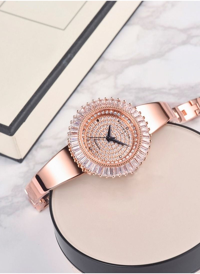 Wellington - Women's Luxury Diamond Rose Gold Tone Stainless Steel 3 Pointer Quartz Wrist Watch with Gift Box - Image 1
