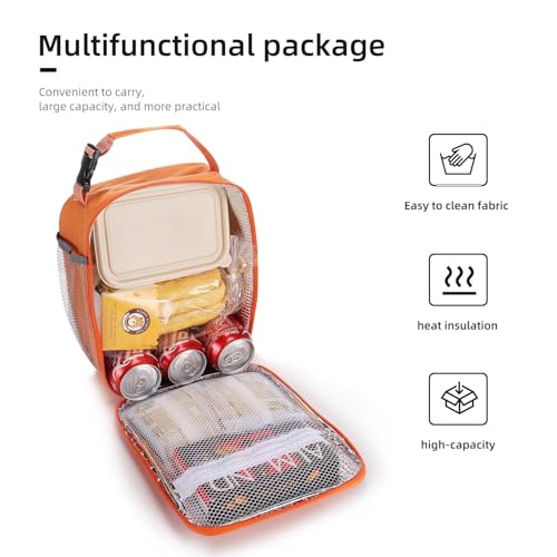 Lovoeo Lunch box Lunch bag for men women Insulated Lunchbox Lunch bags for Work Picnic Travel (Orange) - Image 5