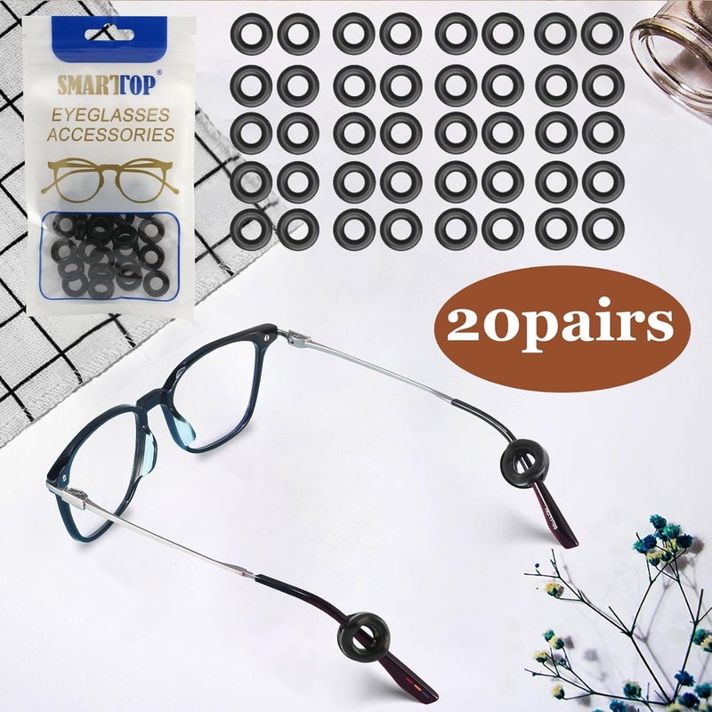 SMARTTOP 14 Pairs Eyeglass Ear Grips Sleeve Holder-Eyeglasses Ear Hooks -Comfort Anti-Slip glasses ear grip-For Kids and Adults Sunglasses, Reading Glasses, Sport Eyewear (Black) - Image 2