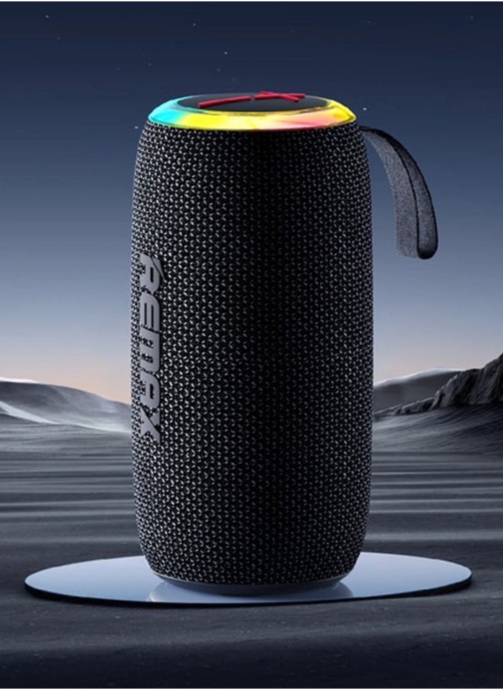 REMAX Bluetooth 5.4 Portable Speaker with TWS, Colorful Lights, 1600mAh Battery, and 14W Powerful Speaker - Black  - Image 5