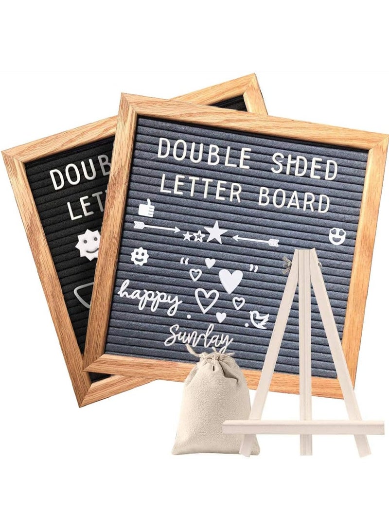 Double Sided Felt Letter Board with Rustic Wood Frame,439 Precut White Letters,Months u0026 Days u0026 Script Cursive Words,Wall u0026 Tabletop Display Decor(25.4 x 25.4 cm） - Image 1
