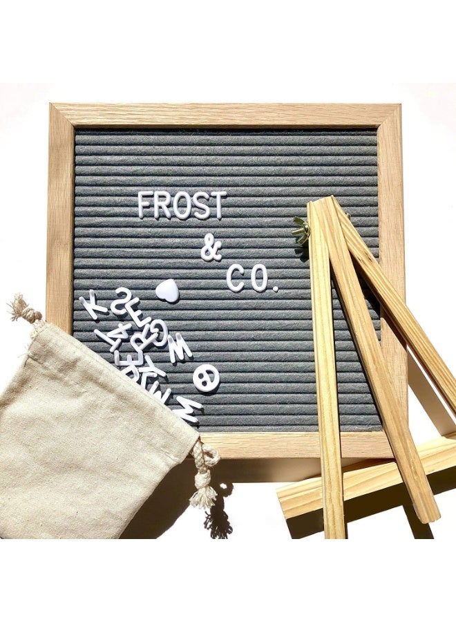 Double Sided Felt Letter Board with Rustic Wood Frame,439 Precut White Letters,Months u0026 Days u0026 Script Cursive Words,Wall u0026 Tabletop Display Decor(25.4 x 25.4 cm） - Image 3