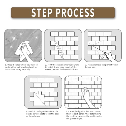 BSABSAQAA 10 Sheets Peel and Stick Backsplash for Kitchen 12"X12" Renter Friendly Backsplash Back Splash Adhesive Subway Wall Tile Flat Vinyl Sticker for Bathroom Brown Marble (Not 3D Tile) - Image 3